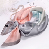 Silk scarf small square female four palace temperament small scarf stewardess satin imitation silk 70 silk scarf net red same style