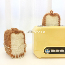 ins wind toast bread dishwashcloth cute rag kitchen cleaning with no grease sponge