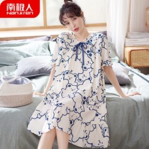 South Pole Sleeping Dress Woman Summer Pure Cotton Thin short sleeves lady Lieven dress code Dress pregnant woman Student Sleeping Pyjamas