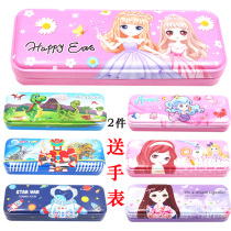Primary school stationery box childrens pencil box kindergarten boys and girls pencil box cute pencil case cartoon stationery box iron