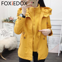 FOXIEDOX outdoor assault clothing womens Tide brand Korea three-in-one detachable long windproof autumn winter coat