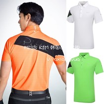  South Korea W ANGLE golf mens 21 summer golf Korean lapel half buckle breathable short-sleeved T-shirt
