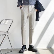 Woolen trousers men's autumn and winter thick Korean fashion boys straight small suit pants casual Joker advanced sense