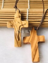  Catholic relics Imported from Italy olive wood cross pendant with rope 4 5cm physical photo
