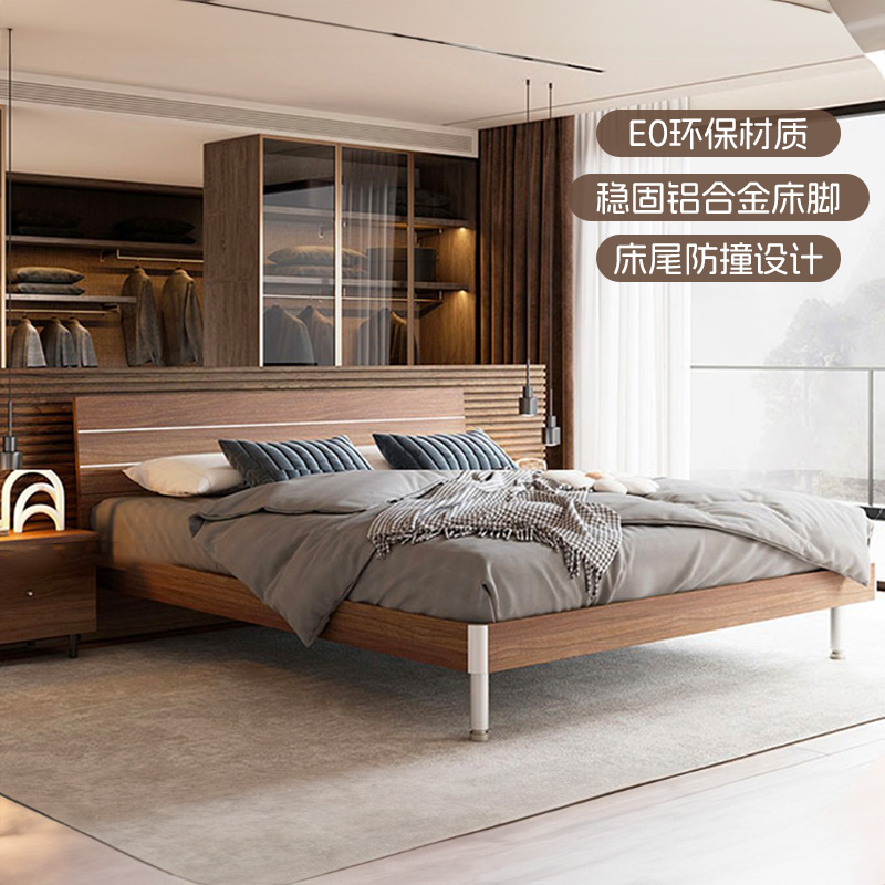 レッドアップル公式旗艦店ダブルベッド寝室家具モダンシンプルパネルベッド 1.5/1.8 メートル R801-23
