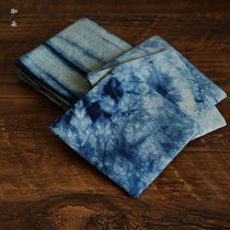 Handmade plant tie-dyed tea cup mat cotton linen plant dyed indigo insulation mat tea ceremony blue dyed cotton clip coaster