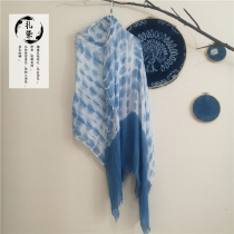 Blue-dyed silk scarf Scarf dual-use female Yunnan Dali Bai handmade tie-dyed plant-dyed summer sunscreen thin scarf
