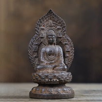 Antique and ancient craftsmanship iron collection Lotus Shakyamuni Buddha statue Chinese club classical decorative ornaments furnishings