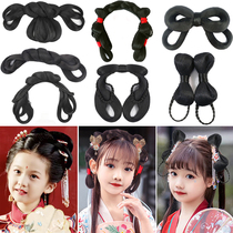 Hanfu Childrens wig one-piece hair stirrup Hair Bag Ancient Wind Hair Girls Cute Ancient Dress Styling Head Hoop All Headgear