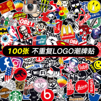 100 Chao brand logo luggage sticker waterproof European and American brand suitcase personality laptop sticker decorative guitar skateboard trolley case decorative painting men and women electric car sticker