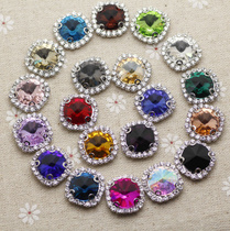 Round solid color hand sewn claw drill glass rhinestone flat bottom with holes 12mm Clothes hats and other DIY decorations