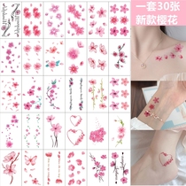 Cherry blossom tattoo stickers waterproof and sweat-proof female lasting sexy flowers collarbone simulation peach blossom hipster on foot tattoos