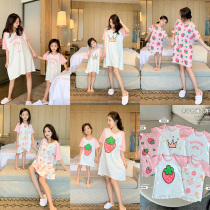 Girl Pure Cotton Short Sleeve T-shirt Dress Skirt Ocean Gas Summer Pyjamas 2022 pro-mother and female clothing Chauchspring autumn new