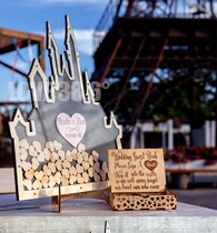Wooden signature board book sign-in tree table wedding ceremony birthday annual meeting fingerprint photo frame props love wood chip castle