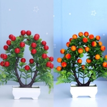 Simulation flower rich tree green plant plastic pot potted bonsai welcome decoration fake flower wine cabinet small ornament gift