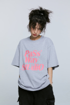 PASSWAY STUDIO multi-color printed logo short sleeve tide logo loose casual circle couple original T-shirt summer