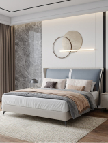 Leather bed Light luxury modern minimalist 1 8-meter double bed Master bedroom Nordic tatami bed Italian minimalist soft bed