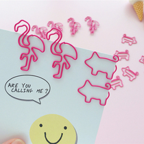 Cartoon ins Wind powder girl heart creative paper clip Flamingo piggy office learning mini metal bookmarks