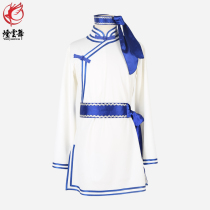 Yan Yun dance mens long straight swing side open Fork long sleeve four-sided cotton Mongolian shirt costume dance training