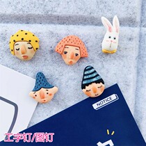 5 niche Abstract Comics head cartoon cute pushpins message photo wall color cork I-shaped nails