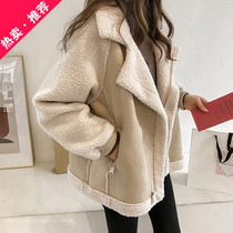 Winter 2021 Autumn New loose leather wool one suede jacket women short lamb car jacket