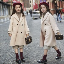 Autumn and winter New woolen loose temperament fashion coat thick long Children double-sided cashmere coat girl tide