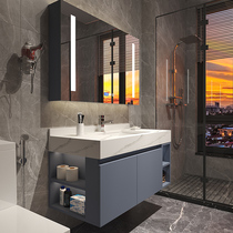 Rock board bathroom cabinet combination Modern simple light luxury sink washbasin integrated net red bathroom wash countertop