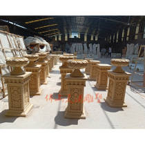 Factory direct sandstone flowerpots sand rock relief sculpture garden landscape sandstone column pier base