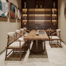 Modern Chinese Tea Table Long Table Kung Fu Tea Table Tea Chair Combination Sample Board Room Villa Clubhouse Tea House Custom