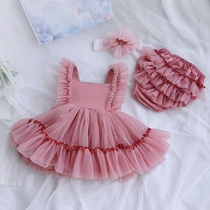 Korean baby one year old dress one year old baby grabbing week Princess dress Lolita puffy skirt toddler birthday dress