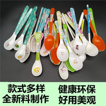 (6 9 three)Baby spoons Baby feeding spoons Childrens plastic small rice spoons Long handle spoons Soup spoons
