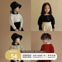  Youyou girl pullover sweater warm jacket Childrens autumn little girl clothes Western style lapel bubble sleeve top