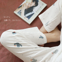  Must-enter pure cotton breathable double-layer yarn home trousers refreshing cotton pajamas pajamas girls living clothes