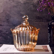 Colored glass sugar jar food glass jar storage jar dried fruit jar retail jar jewelry box storage jar with lid for a variety of models