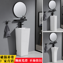 Simple small apartment column washbasin Household hotel ceramic sink Balcony integrated floor-to-ceiling column