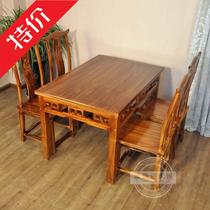 Dining carbonized solid wood dining table and chairs hot pot restaurant table and chair restaurant farmhouse food stall table and chair combination