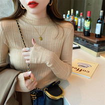 Semi-high neck knitted base shirt female spring and autumn thin 2021 autumn new sweater autumn winter with foreign style jacket
