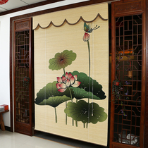 Bamboo curtain roller curtain printing shading bamboo curtain balcony sunshade curtain Japanese partition curtain lifting bamboo decoration