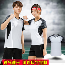 Quick-drying badminton suit suit custom mens tennis suit short-sleeved table tennis suit womens sportswear game top printing