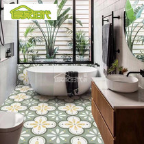 Nordic 200x200 retro green tile toilet kitchen non-slip floor tile balcony 300x300 all-ceramic tile