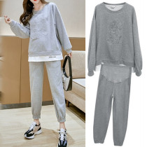 Pregnancy Woman Dress Spring Autumn Season Long Sleeve Sweatshirt Tshirt Casual Sports Two Sets Out Early Spring Tobellied Net Red Suit Cotton