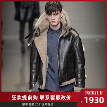 21 winter lamb fur fur one mens coat leather real hair short leather coat sheep fur thickened B3 Air Force