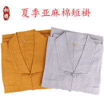 Songmen mens short coats linen cotton summer thin breathable monk clothes female bhikkhus suit