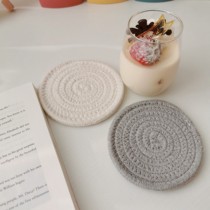 * Beautiful little aunt * ins style Japanese woven cotton thread thick coaster non-slip anti-hot mat bowl mat
