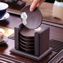 Ebony Wood tea cup mat cup holder Cup Cup holder heat insulation pad bowl pad kung fu tea set round 6 pieces