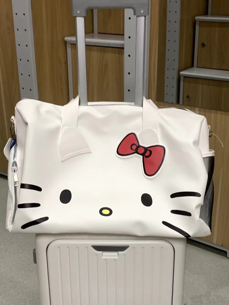 Hello Kitty Cartoon Cute Big Bag Single Shoulder Bow Kitty Portable Fitness Bag Crossbody Travel Bag