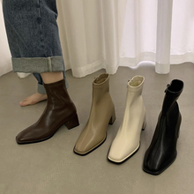 Высокие каблуки эластичные тонкие французские короткие сапоги женские ботинки 2022 новые осенне - зимние коричневые сапоги Мартин одиночные сапоги