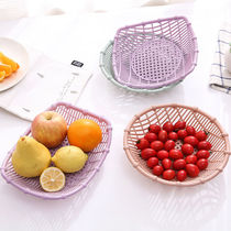 Round drain imitation bamboo fruit and vegetable basket boat-shaped fruit basket vegetable basket food basket hollow sundries storage basket