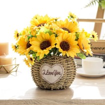 Decorative flowers on the refrigerator above the air conditioner Creative fake flower decoration dry flower indoor living room silk flower flower art