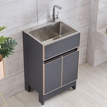  Stainless steel sink cabinet Balcony cabinet Integrated laundry sink sink Kitchen floor-to-ceiling small apartment household bathroom cabinet
